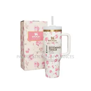 Floral White Quencher Tumbler - 1.1L Insulated Travel Mug