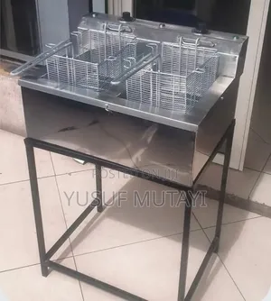 Deep Fryer ya Biashara na Baskets Mbili na Stand - Stainless Steel