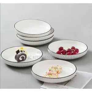 6-Piece White Ceramic Japanese Side Plates (8-inch)