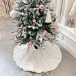 White Plush Christmas Tree Skirt 90cm Gold Snowflake - 4