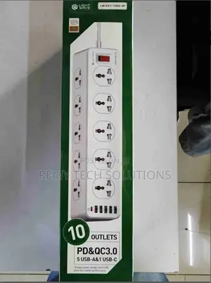 Lightwave LW-EXT-106U Soketi ya Ulinzi wa Umeme ya Vituo 10 na USB 6