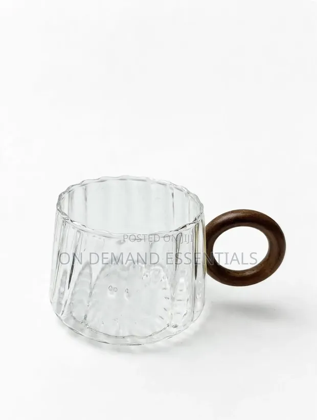 Vikombe vya Latte vya Kioo cha Borosilicate chenye Ribbed (6pc) - 1