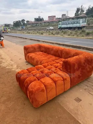 Kochi ya L-Shape ya Corduroy Rangi ya Chungwa Iliyochomwa