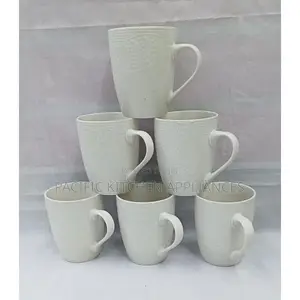 Seti ya Mugs 6 Nyeupe za Ceramic za Kahawa/Chai