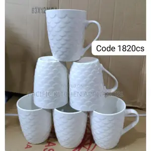 Vikombe vya Chai vya White Decorated Print (Vipande 6)