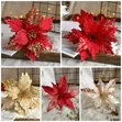 Glitter Poinsettia Christmas Tree Flowers - 2