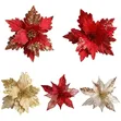 Glitter Poinsettia Christmas Tree Flowers - 3