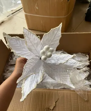 Poinsettia Nyeupe ya Maua Bandia ya Krismasi