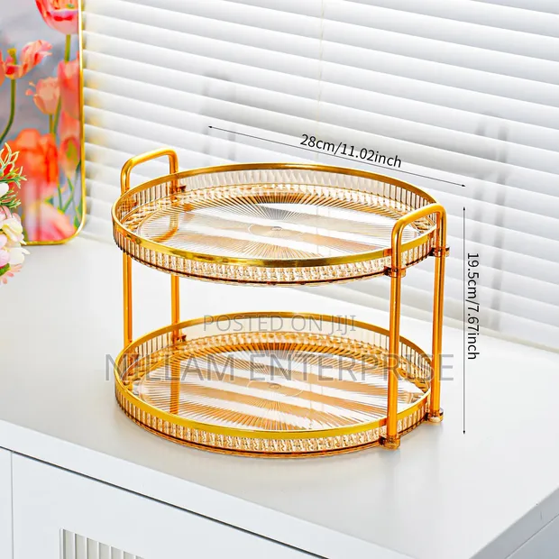 Luxury 2-Tier Round Serving & Storage Tray - 1