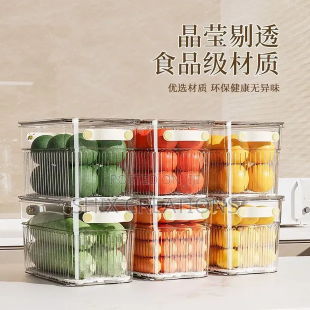 Stackable Acrylic Fridge Organizers with Wheels - 1