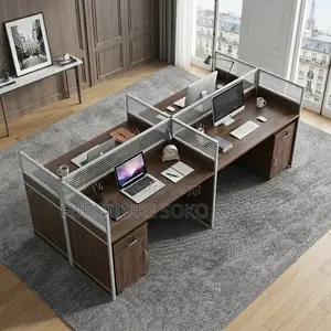 Kituo cha Kazi cha Watu Wanne cha Modular - Brown