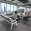 Three-Seater Padded Leather Reception Bench - 5
