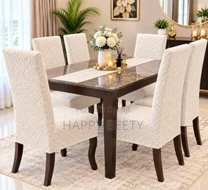 Egyptian Plush Jacquard Dining Chair Seat Covers (6 pcs)