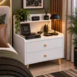 Minimalist Wooden Bedside Table with Drawer - 1