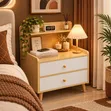 Minimalist Wooden Bedside Table with Drawer - 2