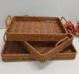 3pc Rattan Triangular Decor/Serving Trays - 1