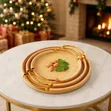 3pc Bamboo Decor & Serving Trays with Gold Handles - 3