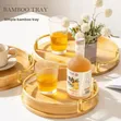 3pc Bamboo Decor & Serving Trays with Gold Handles - 4