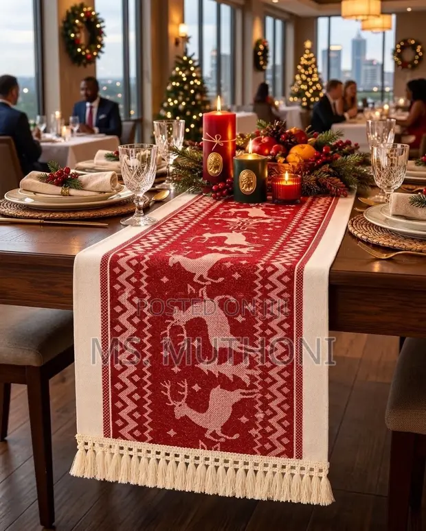240cm Christmas Table Runner - Reindeer & Elk - 1
