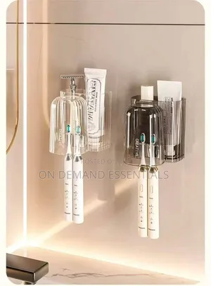 Luxury Wall-Mounted Toothbrush & Mouthwash Cup Holder