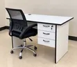 White Office Desk with Lockable Drawers and Mesh Chair - 2