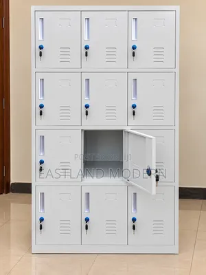12-Door Metallic Locker Cabinet - Brand New