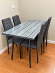 Grey Dining Table Set with 4 Upholstered Chairs - 4