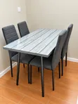 Grey Dining Table Set with 4 Upholstered Chairs - 5