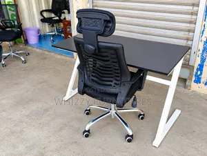 Seti ya Nyumbani/Ofisi ya Kusomea: Dawati la Metali + Kiti cha Mesh