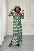 African Print Dress with Hoodie and Side Slit - 1