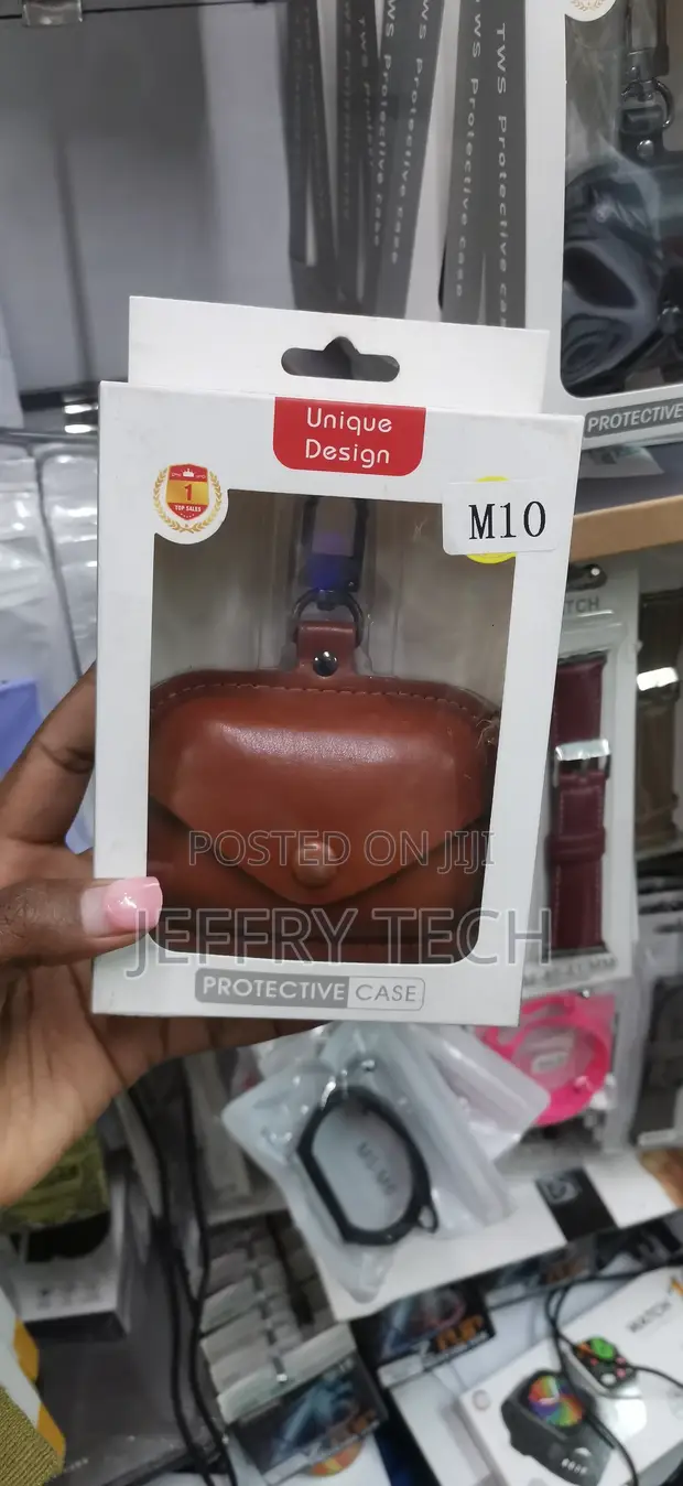 Kifaa cha Ngozi Bandia Rangi ya Kahawia cha M10 kwa Earbuds Zisizo na Waya - 1