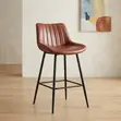 Leatherette Kitchen Counter Stool - Brown - 3