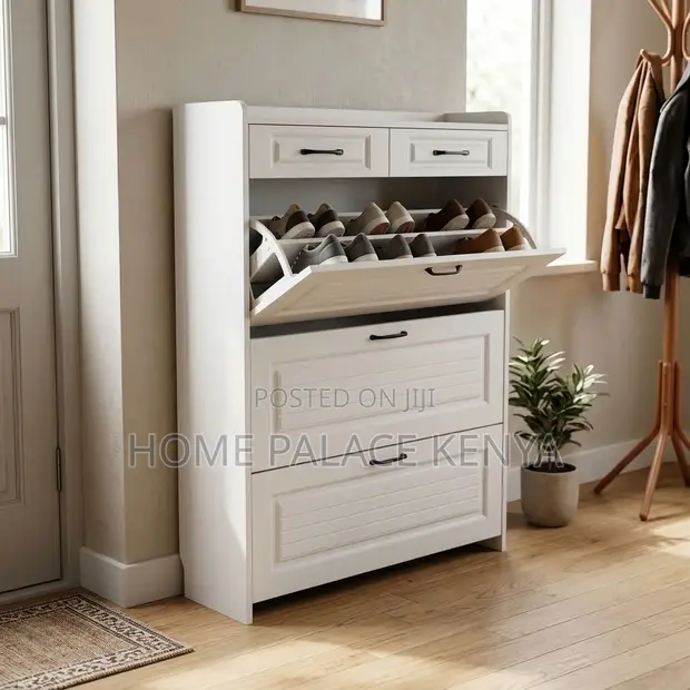 2-Drawer Wooden Flip Shoe Rack - 1