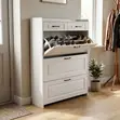 2-Drawer Wooden Flip Shoe Rack - 1