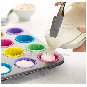 12pcs Reusable Silicone Molds na Cupcake Baking Mould