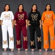 Women's Two-Piece Butterfly Casual Set - Size L/XL - 1