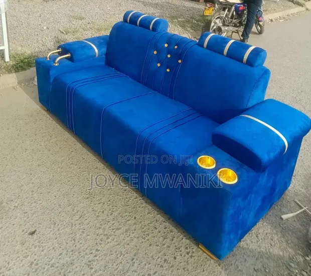 Luxury Modern 3 Seater Sofa, Royal Blue - 1
