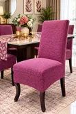 6 Pcs Plush Jacquard Dining Seat Covers - 5