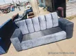 Brand New Blue Suede Sofa Set - 2
