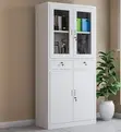 Half Glass Cabinet With Drawers and Half Display Glass - 1
