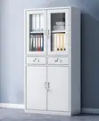 Half Glass Cabinet With Drawers and Half Display Glass - 3