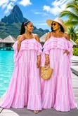 Classy Striped Maxi Sun Dress - 1