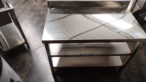 Meza ya Kazi ya Stainless Steel yenye Rafu 2 za Chini