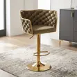 Adjustable Velvet Bar Stool - Brown - 2