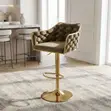 Adjustable Velvet Bar Stool - Brown - 3
