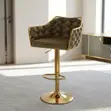 Adjustable Velvet Bar Stool - Brown - 4