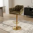 Adjustable Velvet Bar Stool - Brown - 5