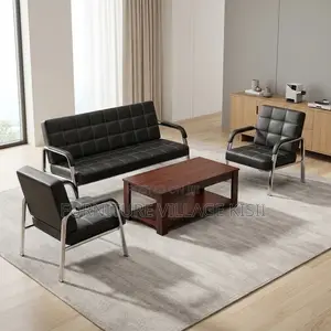 5-Seater Reception Office Sofa Set - Black