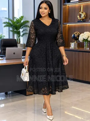Fashion Black Lace A-Line Dress