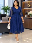 Fashion Black Lace A-Line Dress - 2